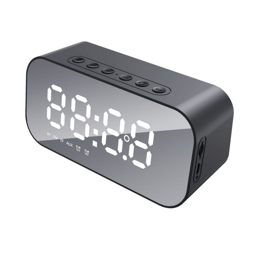 Reloj Despertador Con Espejo LED Radio FM De Bluetooth Música Inalámbrico  Alarma