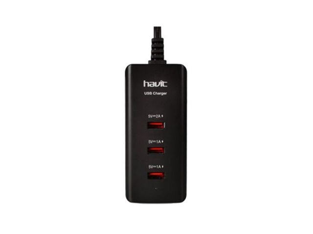 CARGADOR HAVIT USB MULTIPUERTO 3 BOCAS - CONEXION A 220v -