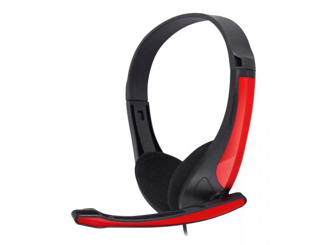 AURICULAR VINCHA HAVIT CMICROFONO NEGRO Y ROJO PARA PC