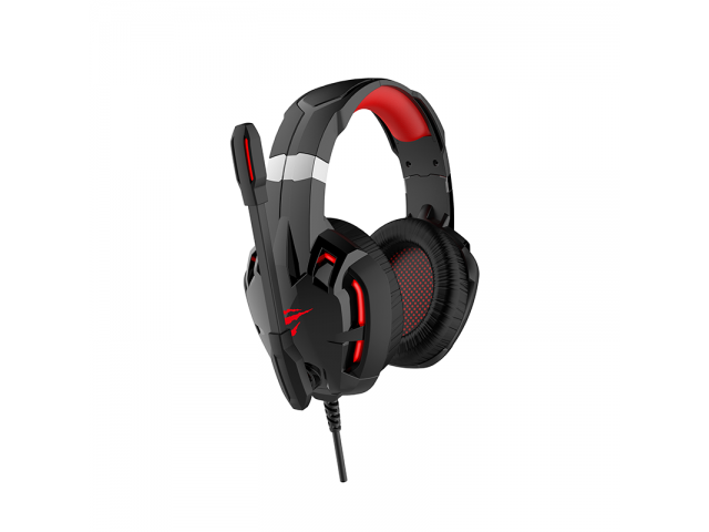 AURICULAR HAVIT GAMER CON MICROFONO NEGRO CON LUCES LED ROJAS CCABLE USB