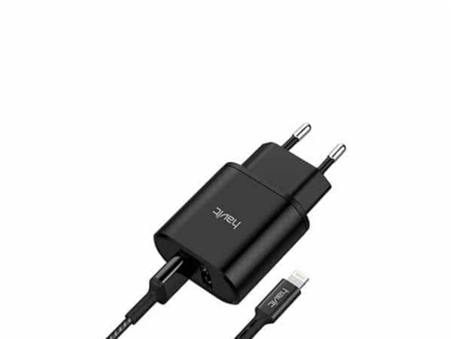 CARGADOR HAVIT CON CABLE MICRO USB 2.1A COLOR NEGRO DUAL USB