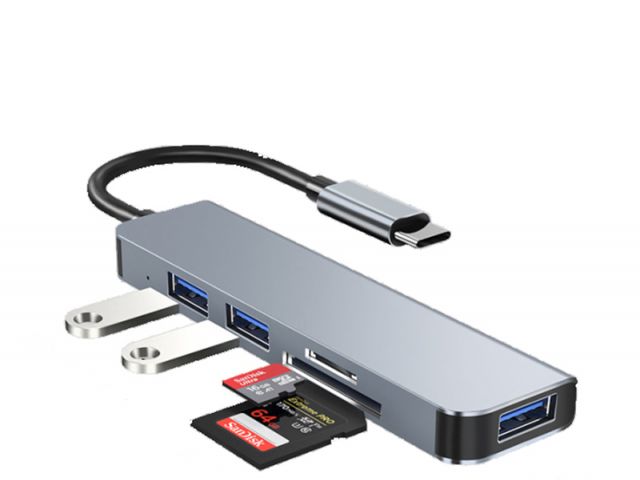 Hub Cable Multiplicador de puertos 5 en 1 de Tipo C a USB*3MICRO SDSD