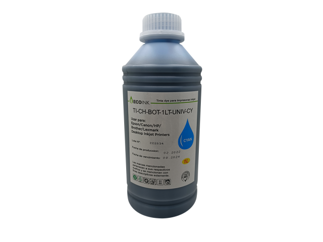 BOTELLA TINTA CYAN DE 1LT UNIVERSAL PBROTHER, EPSON, CANON Y HP