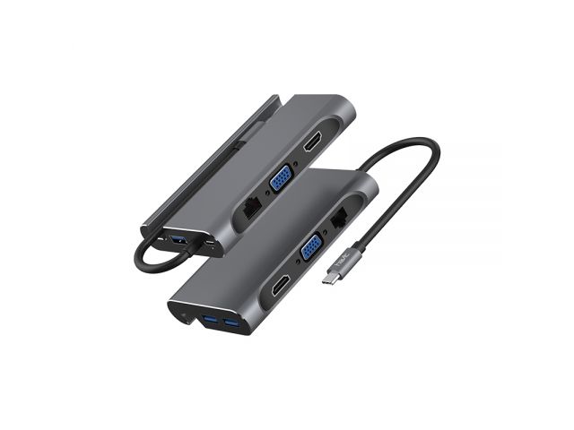 HUB HAVIT DE 7 EN 1 USB TIPO C A HDMIVGARJ45 CARGA RAPIDA
