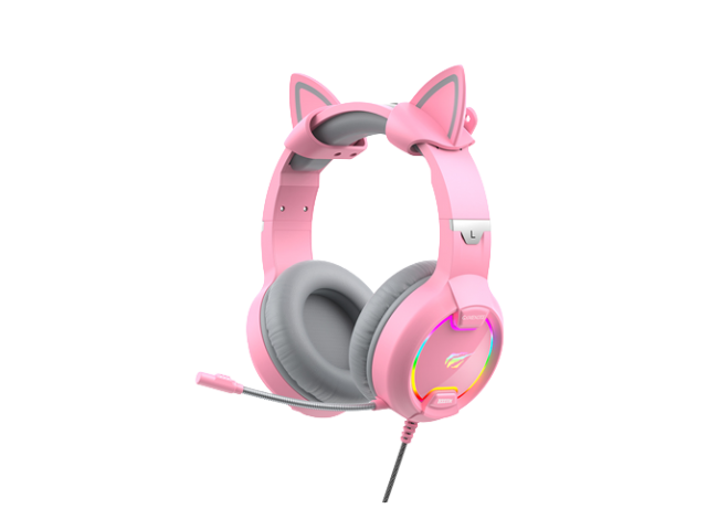 AURICULAR HAVIT VINCHA CON CABLE Y MICROFONO PINK