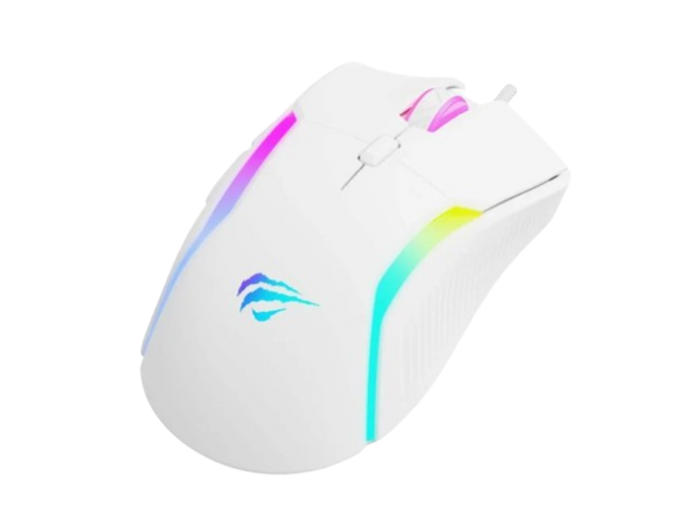 MOUSE GAMER HAVIT CON CABLE 1.6M USB RETROILUMINADO BLANCO