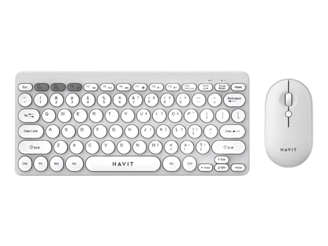 COMBO HAVIT DE TECLADO Y MOUSE INALAMBRICO BLANCO
