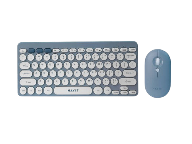COMBO HAVIT DE TECLADO Y MOUSE INALAMBRICO AZUL