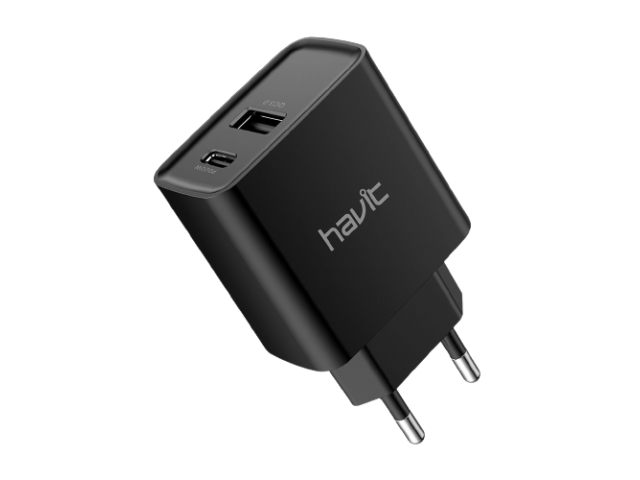 CARGADOR HAVIT USB, CONEXI�N A 220V NEGRO