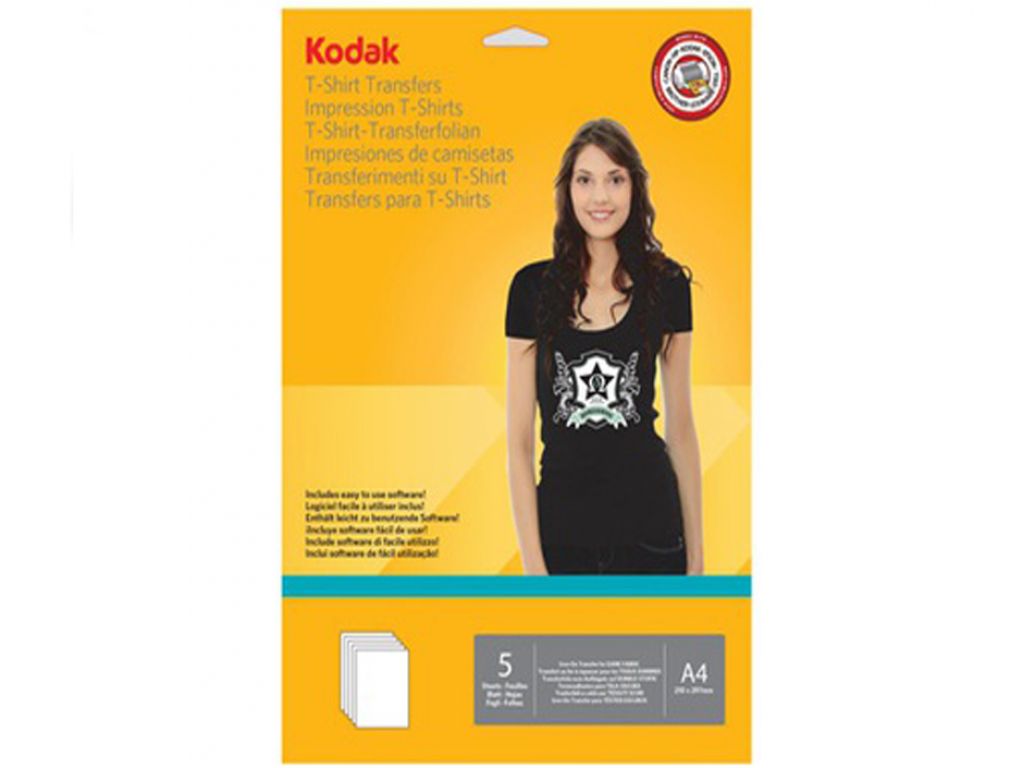 PAPEL KODAK TRANSFER DARK P/TINTAS SUBLIMACION A4 X 5