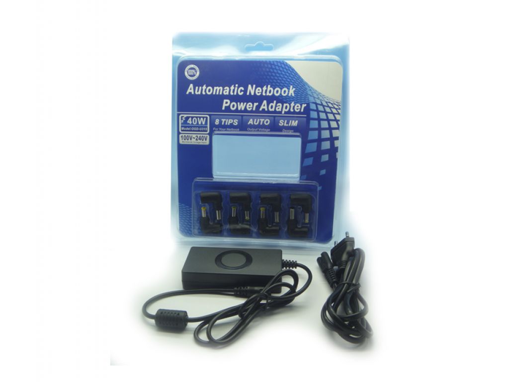 CARGADOR GENERICO UNIVERSAL 40W PARA NETBOOK NEGRO