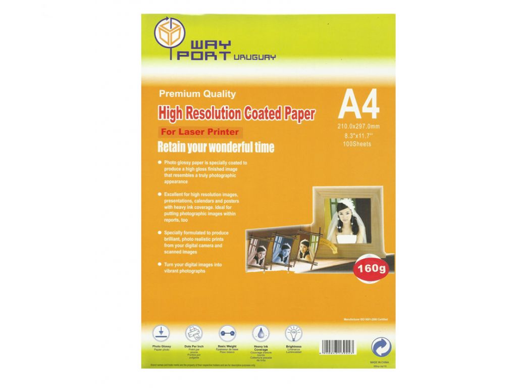 PAPEL WAYPORT LASER 160 GR  A4 X100