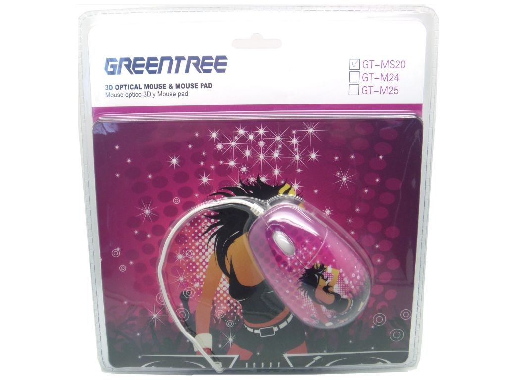 MOUSE GENERICO USB GREENTREE CON MOUSEPAD INCLUIDO - C/IMAGEN