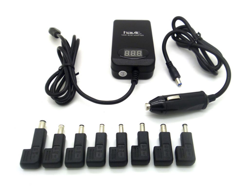CARGADOR HAVIT PARA LAPTOP, MP3/MP4 Y CELULAR 12V LCD 120W