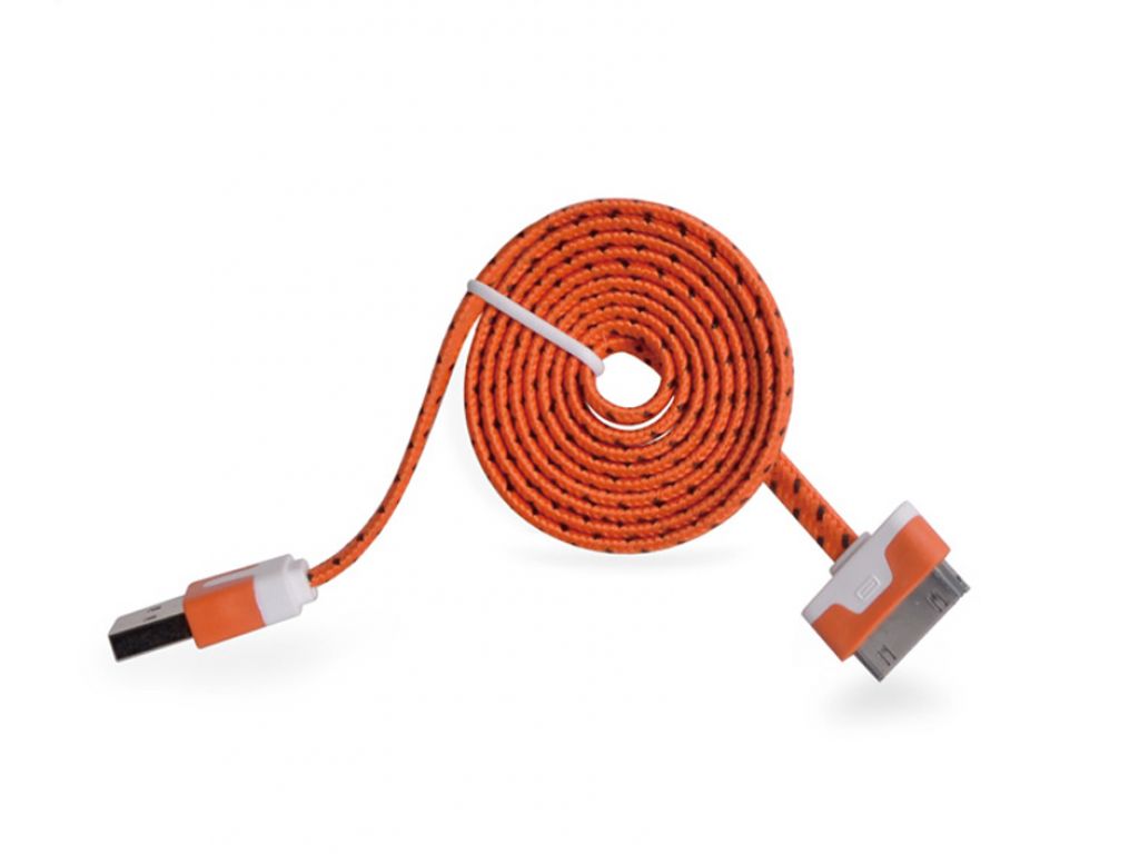 CABLE USB P/IPHONE 4 PLANO MALLADO 1MT