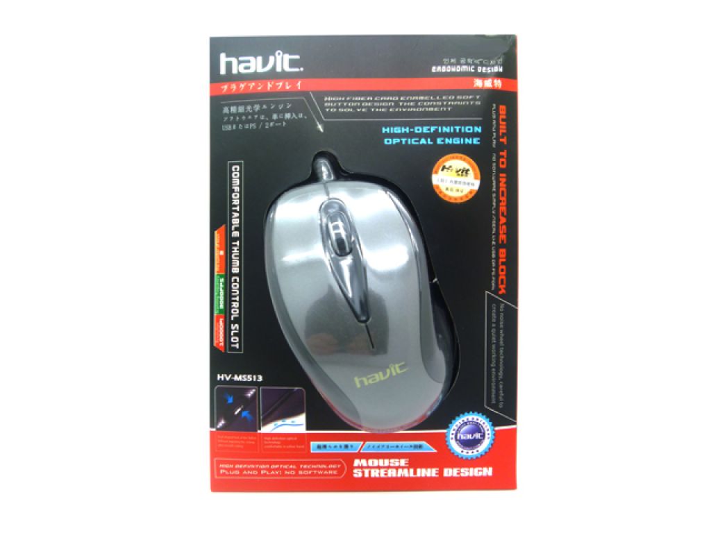 MOUSEHAVIT PS2 OPTICO, SCROLL SILENCIOSO