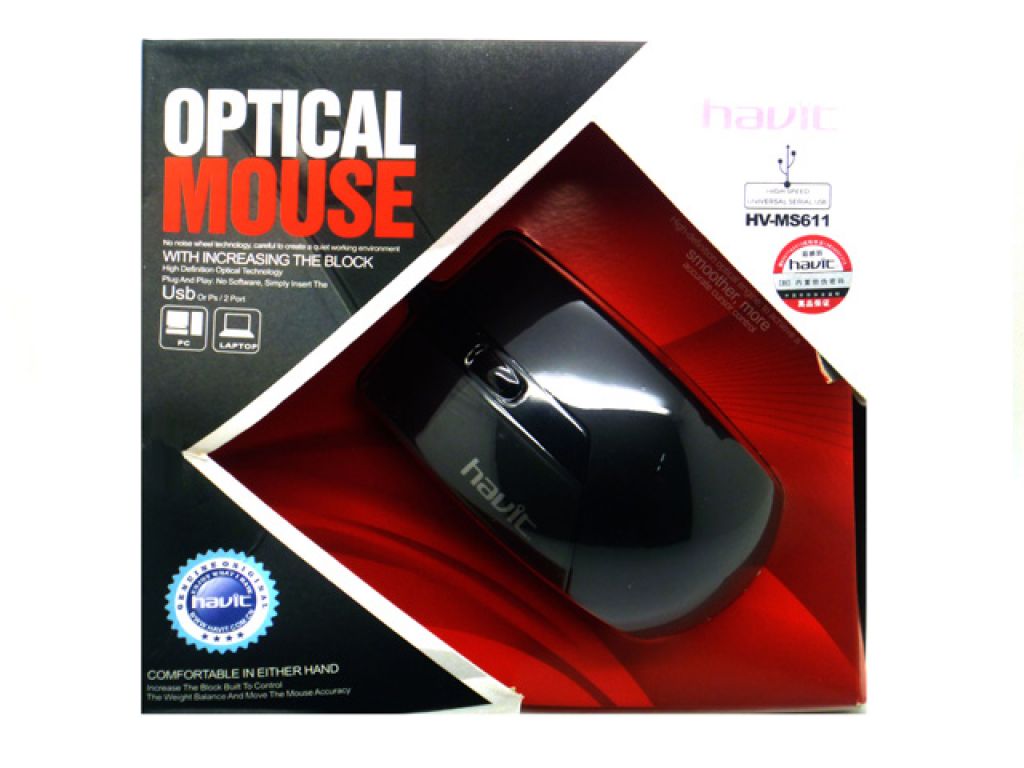 MOUSEHAVIT USB, 3 BOTONES, 800/1600/2000DPI