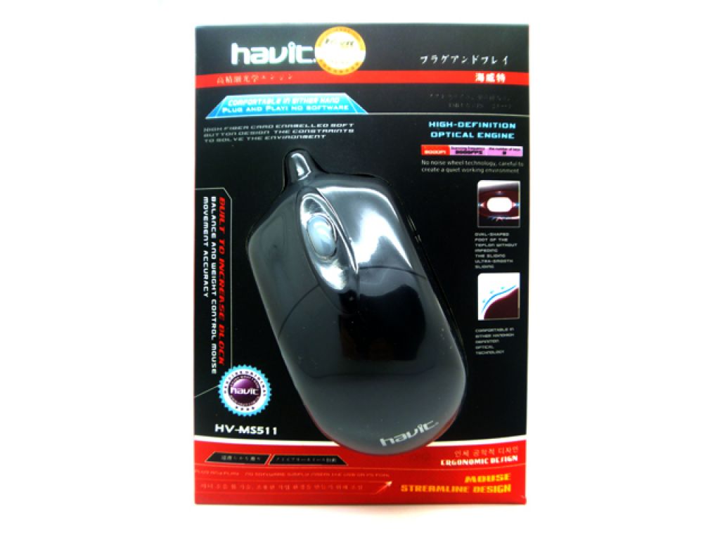 MOUSEHAVIT USB CON CABLE, OPTICO SCROLL DE GOMA