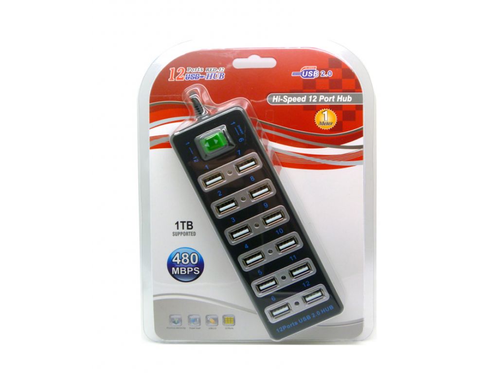 HUB GENERICO USB 2.0 - 12 PUERTOS C/LLAVE SELECTORA