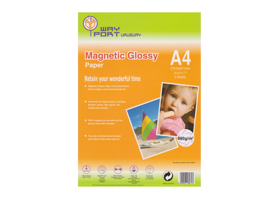 PAPEL WAYPORT MAGNETICO GLOSSY 690 GR A4 X 5