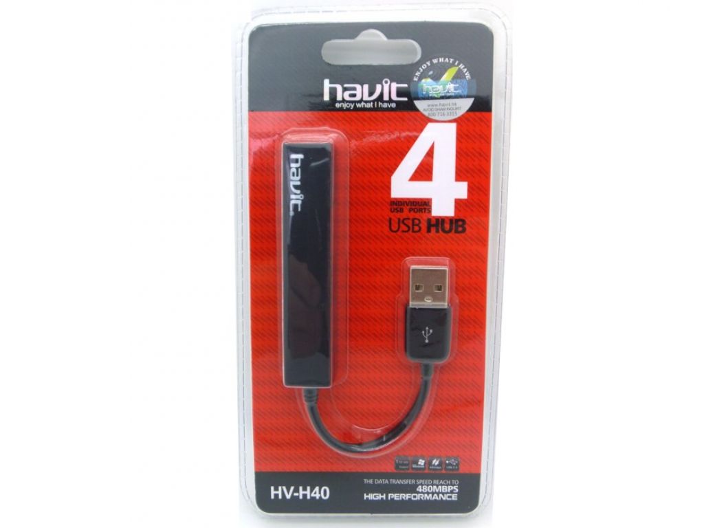 HUB HAVIT USB COMPACTO CON 4 PUERTOS 1.1/2.0 NEGRO