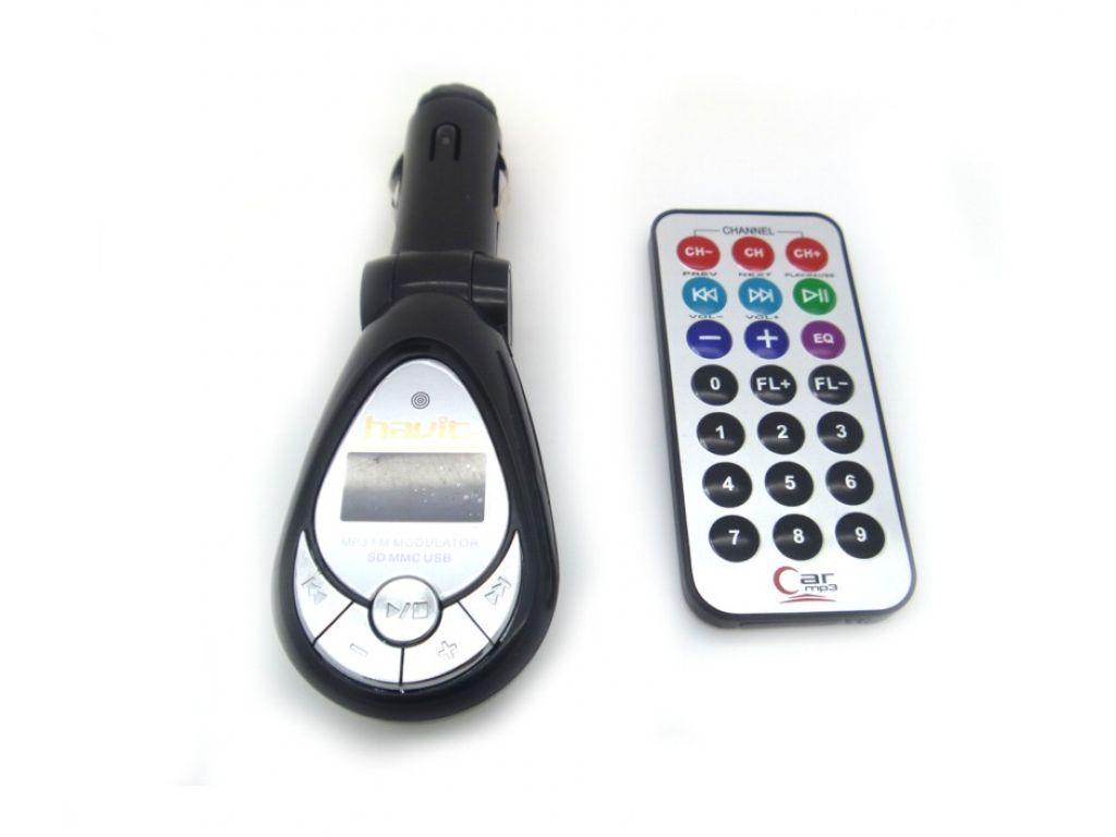MP3 HAVIT PARA AUTO NEGRO CON SOPORTE, ENTRADA USB/SD/MMC