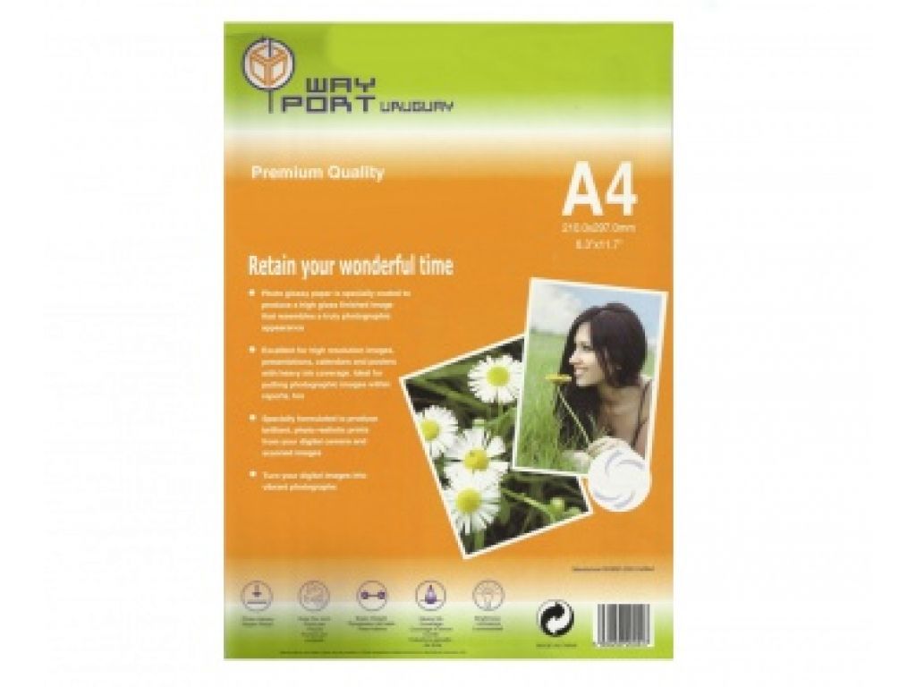 PAPEL WAYPORT AUTOADHESIVO GLOSSY 128/130 GR A4 X20