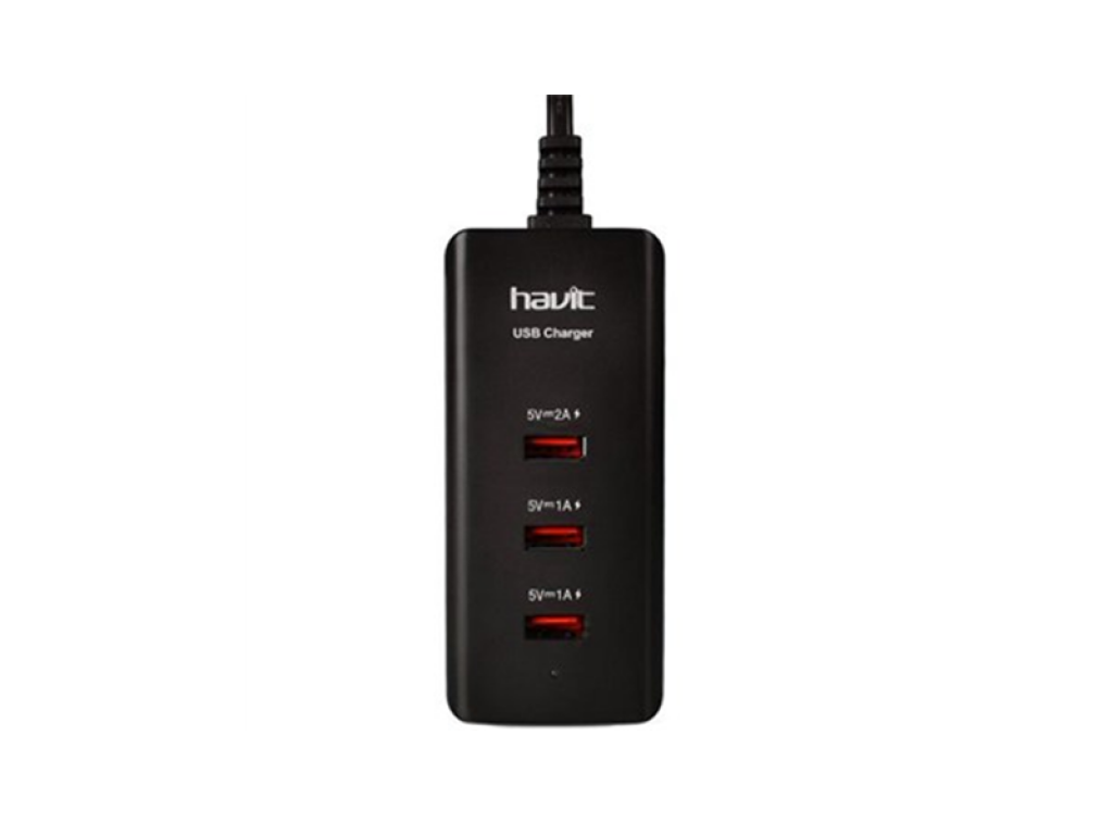 CARGADOR HAVIT USB MULTIPUERTO 3 BOCAS - CONEXION A 220v -