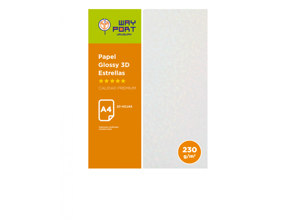 PAPEL WAYPORT GLOSSY 3D 230GR A4 ESTRELLA X20