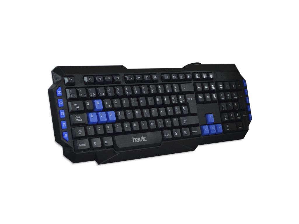 TECLADO HAVIT CABLEADO USB NEGRO Y AZUL