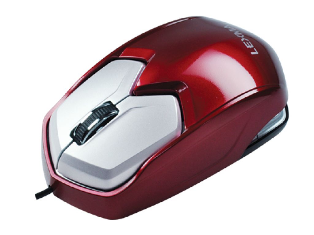 MOUSE YOYO PTICO, CABLE RETRACTIL COMBINADO PLSTICO/GOMA ROJO/NEGRO/PLATA