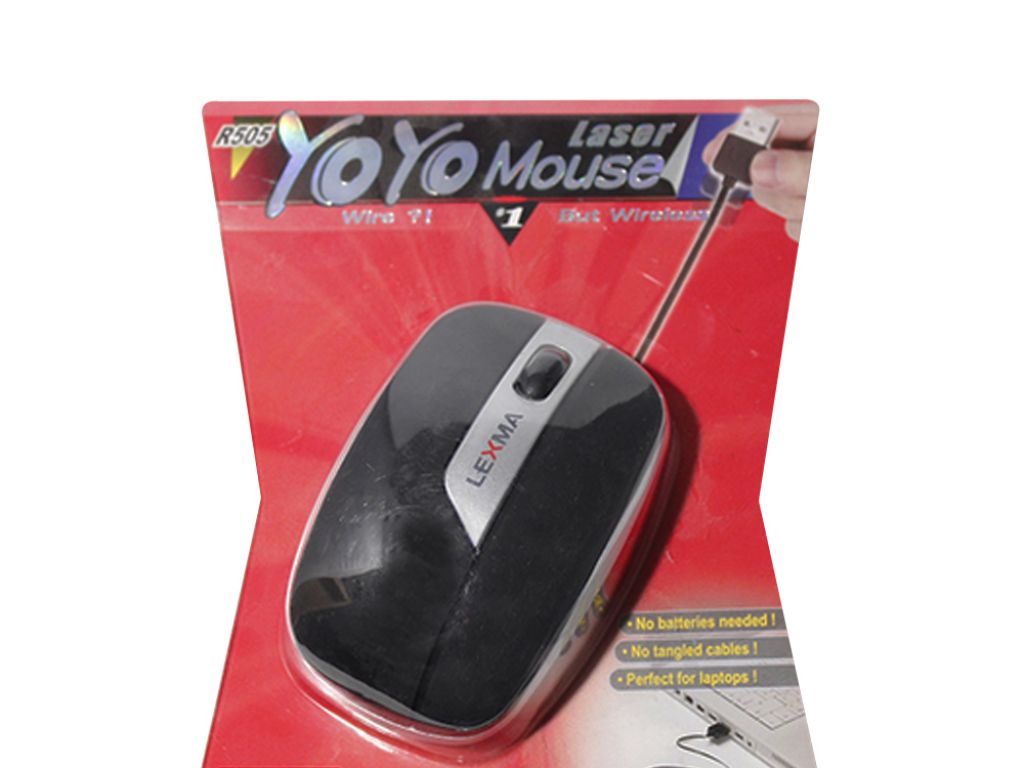 MOUSE YOYO PTICO, CABLE RETRACTIL  (ALTURA AJUSTABLE, RUEDA METLICA)