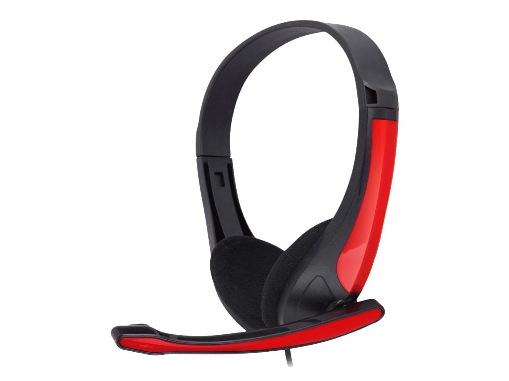 AURICULAR VINCHA HAVIT C/MICROFONO NEGRO Y ROJO PARA PC