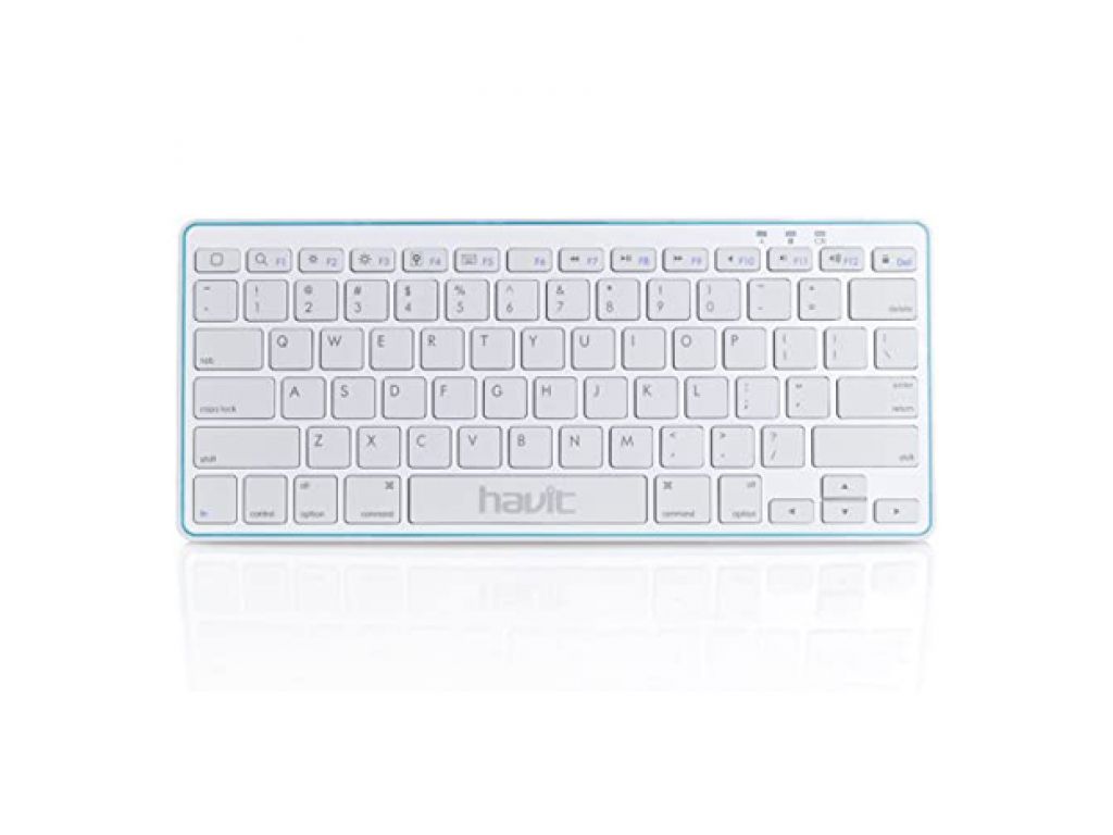 TECLADO HAVIT ULTRASLIM BLUETOOTH INGLES BLANCO RECARGABLE PARA USB