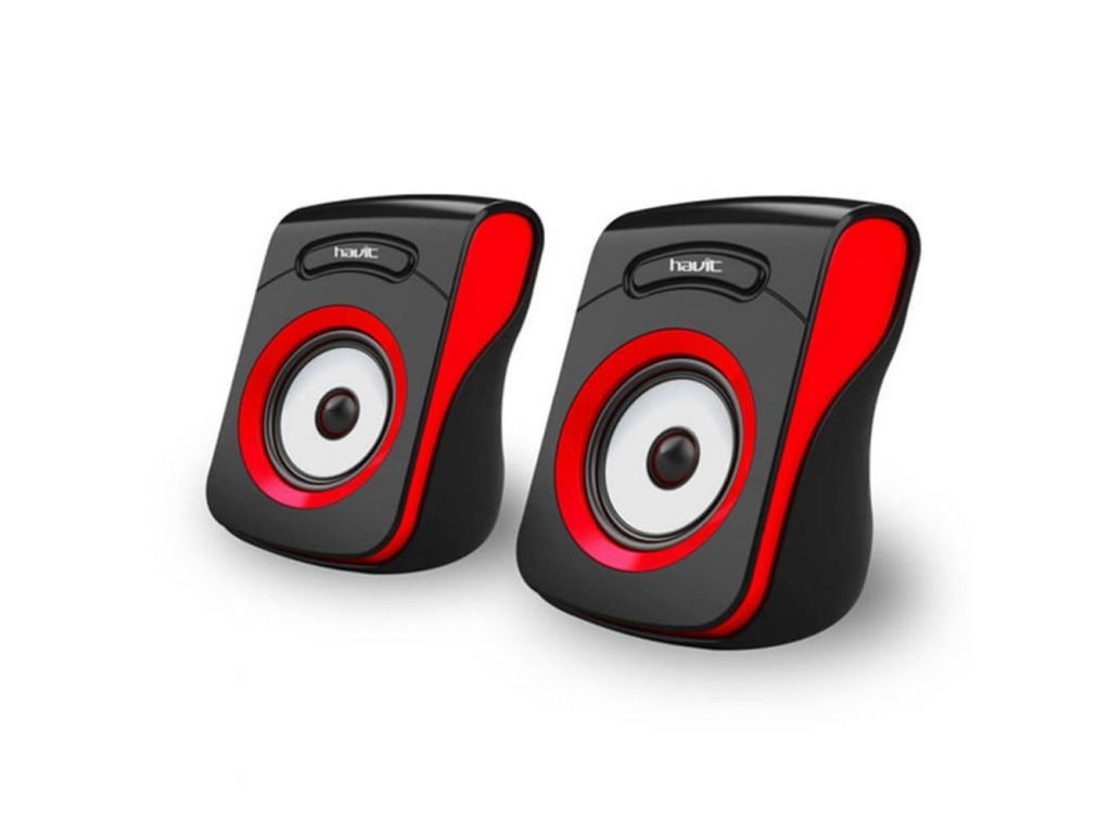 PARLANTES HAVIT USB 2.0 COLOR NEGRO Y ROJO