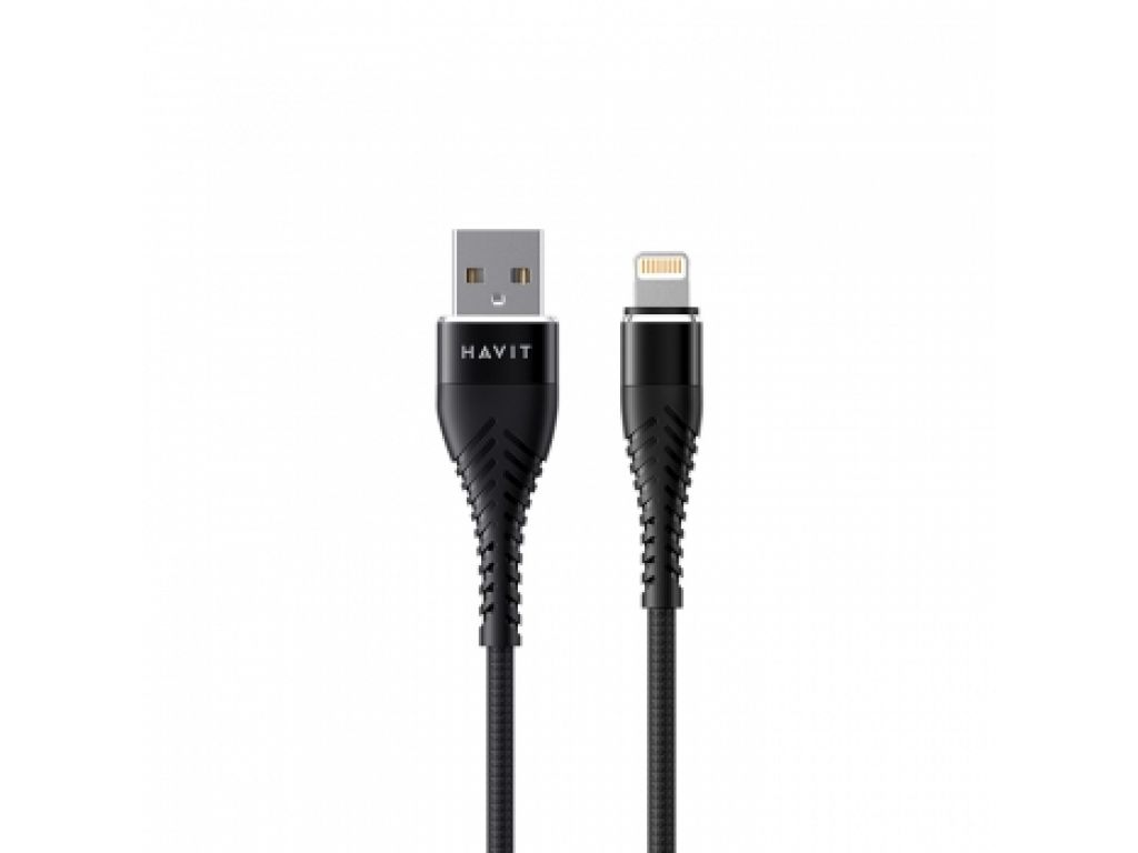 CABLE HAVIT USB A LIGHTNING (IPHONE) 1M DE LARGO NEGRO