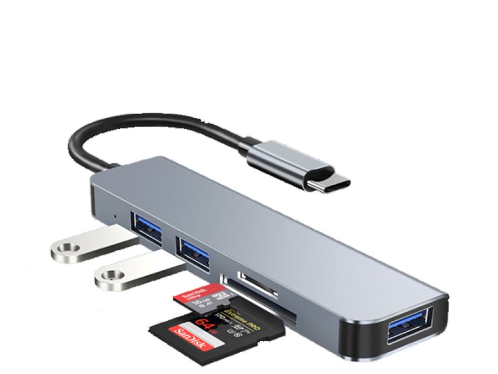 Hub Cable Multiplicador de puertos 5 en 1 de Tipo C a USB*3/MICRO SD/SD