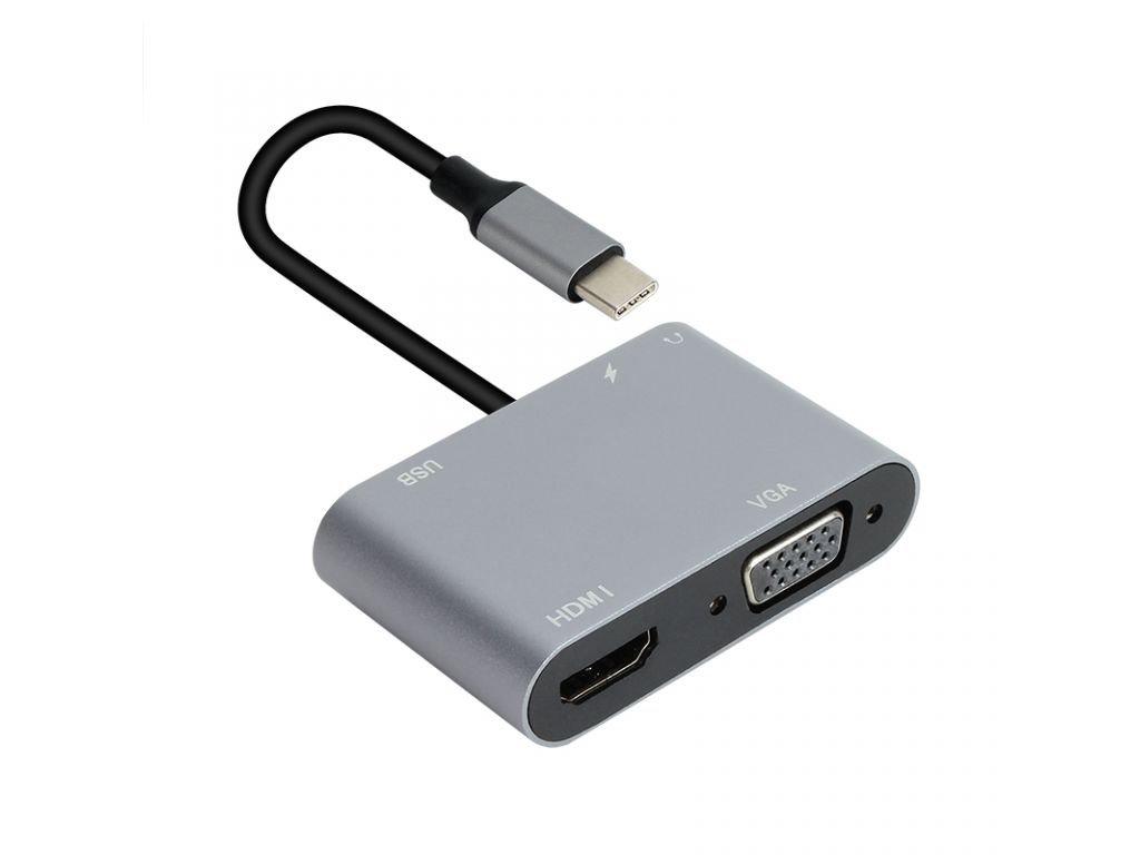 ADAPTADOR VCOM "C" A VGA + HDMI + USB3.0 + PD DOCKING + AUDIO DOCKING