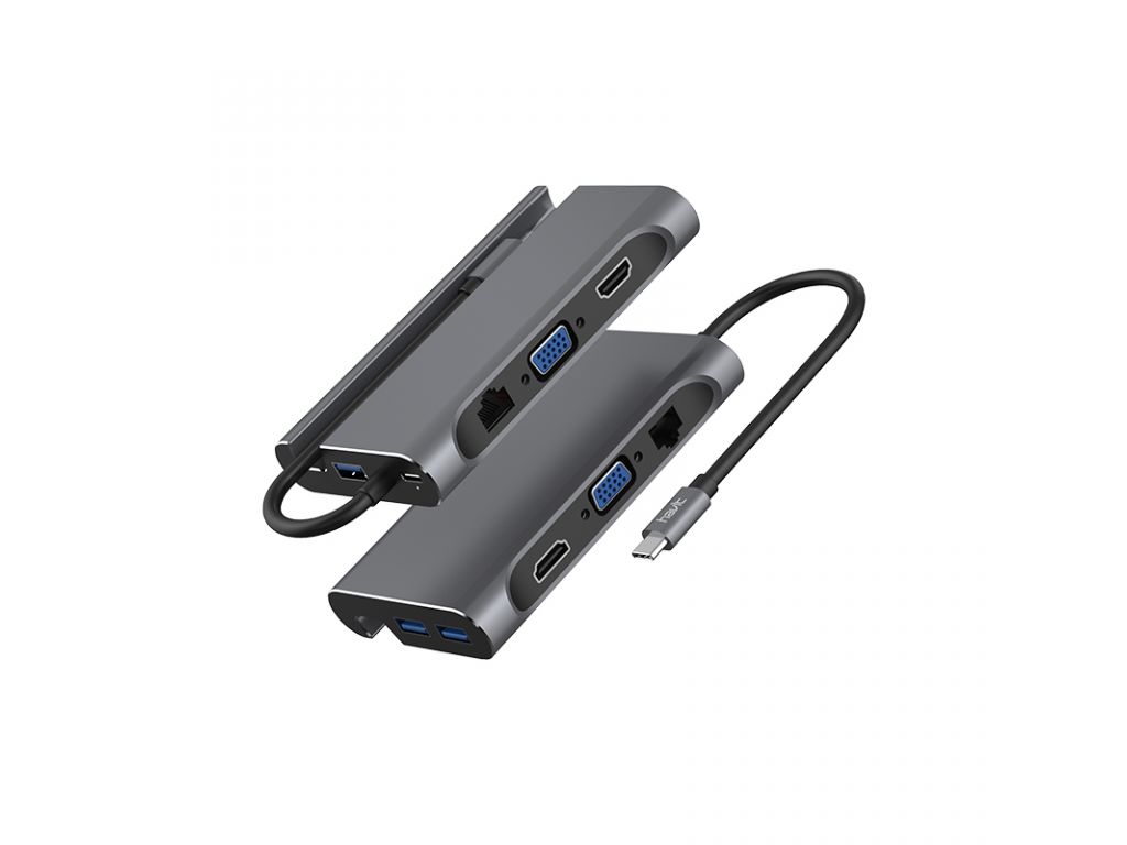 HUB HAVIT DE 7 EN 1 USB TIPO C A HDMI/VGA/RJ45 CARGA RAPIDA