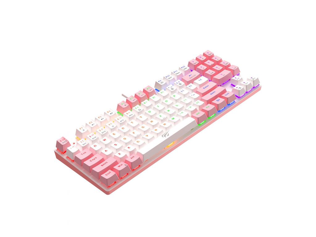 TECLADO HAVIT MECANICO GAMING 60% BLANCO-ROSA