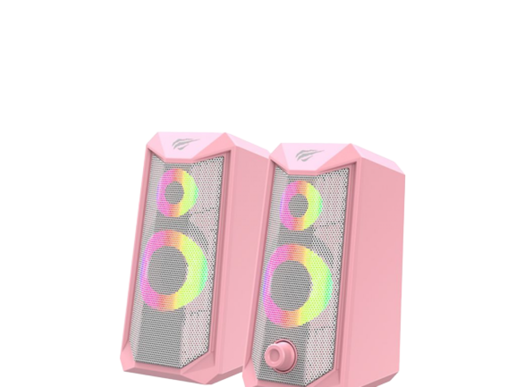 PARLANTE GAMER HAVIT ROSA RETROILUMINADO C/CABLE USB ENTRADA DE AUDIO 3.5MM