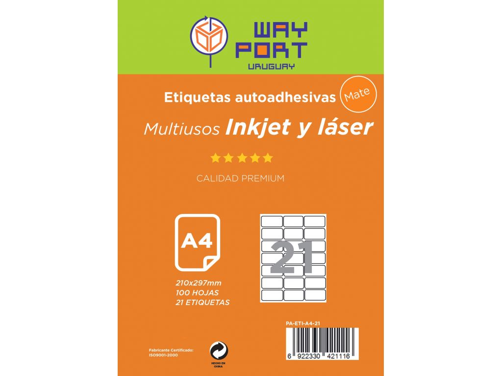 PAPEL A4 ETIQUETA 21 X  63.5X38.1MM