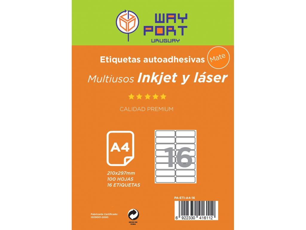 PAPEL A4 ETIQUETAS 16 X 99.1X33.9MM