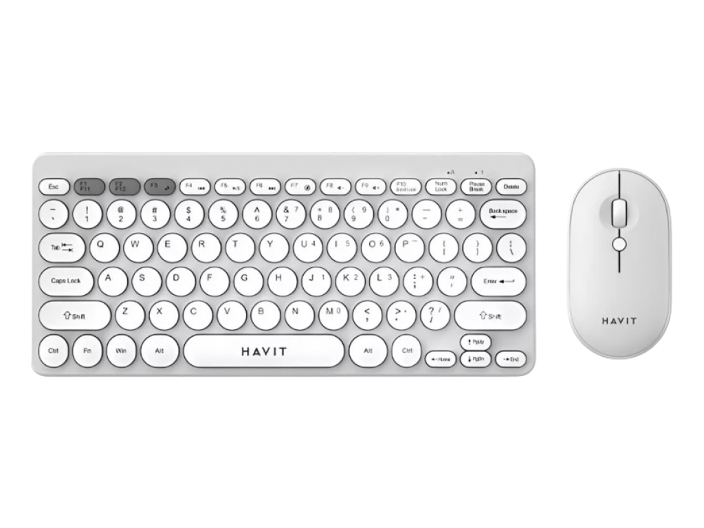 COMBO HAVIT DE TECLADO Y MOUSE INALAMBRICO BLANCO