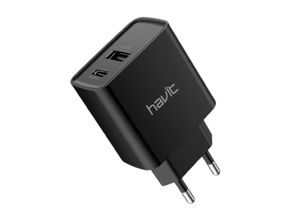 CARGADOR HAVIT USB, CONEXI�N A 220V NEGRO