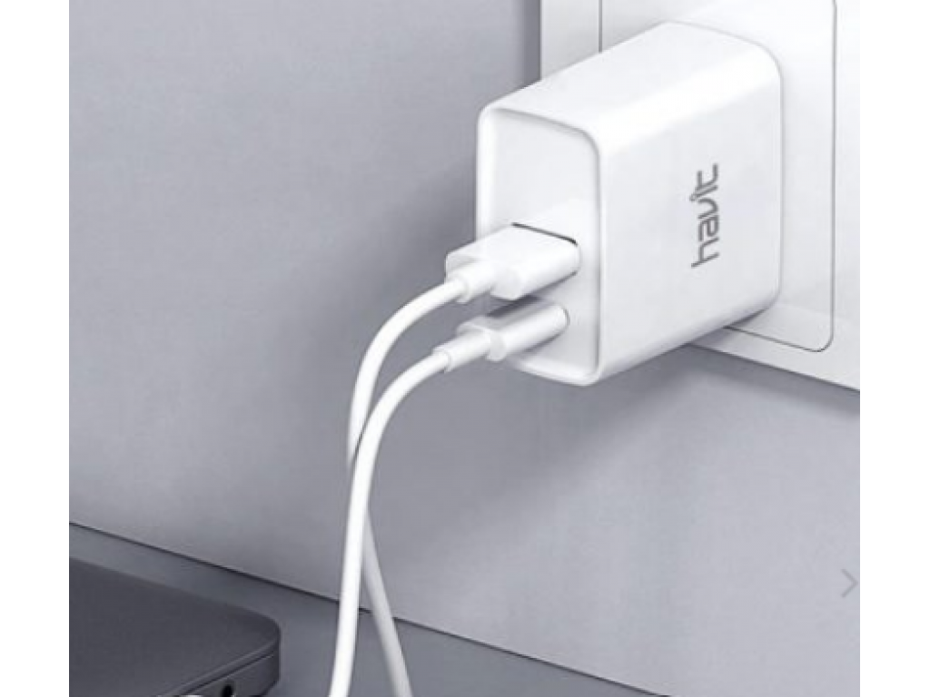 CARGADOR HAVIT USB, CONEXI�N A 220V WHITE