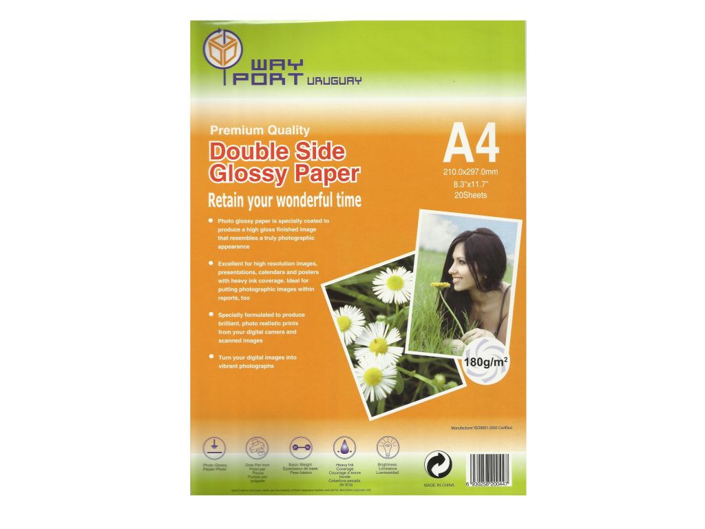 PAPEL WAYPORT DOBLE FAZ 180 GR A4 X 20
